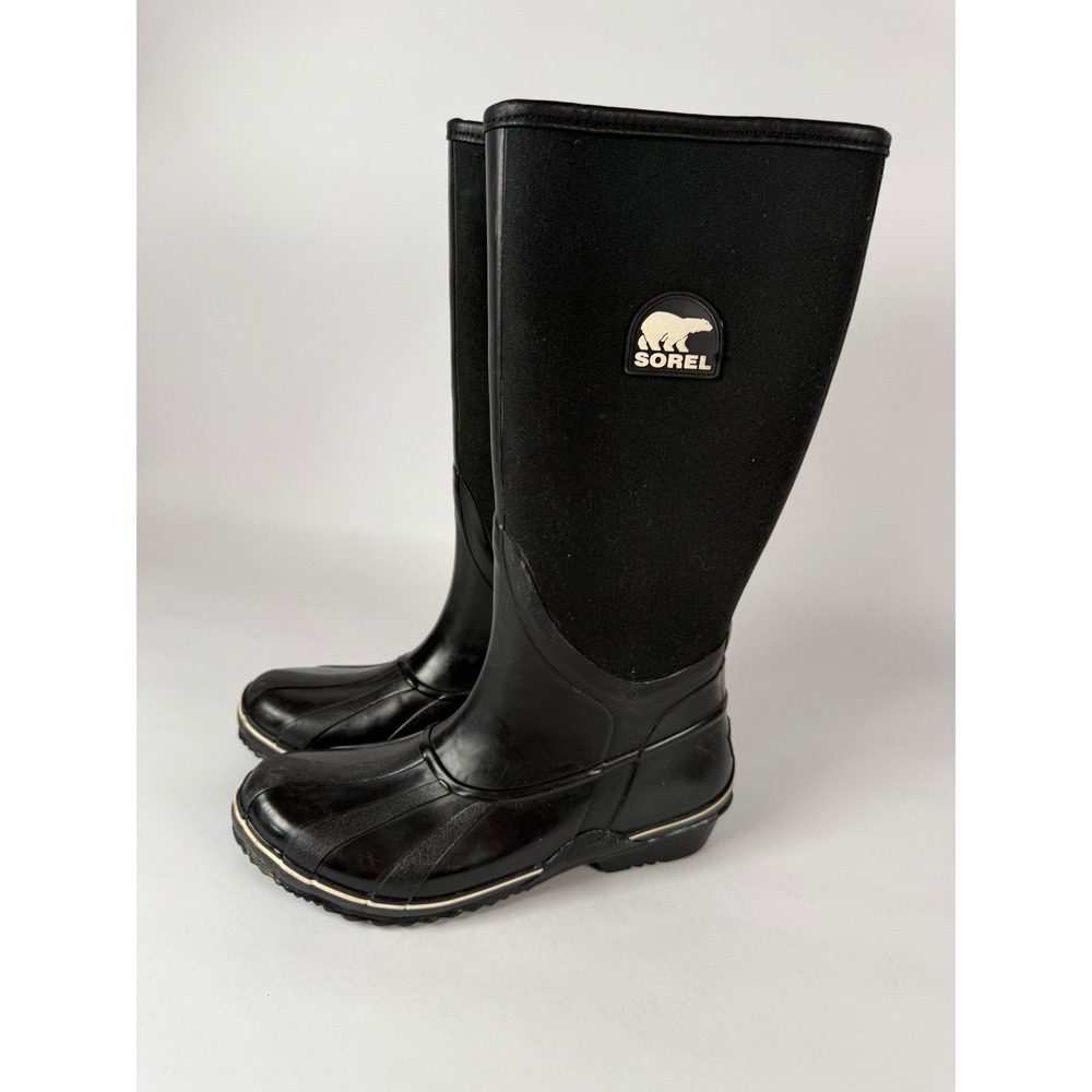 Sorel Womens Black Waterproof Rubber Tall Rain Boots NL1620-010 Size 6